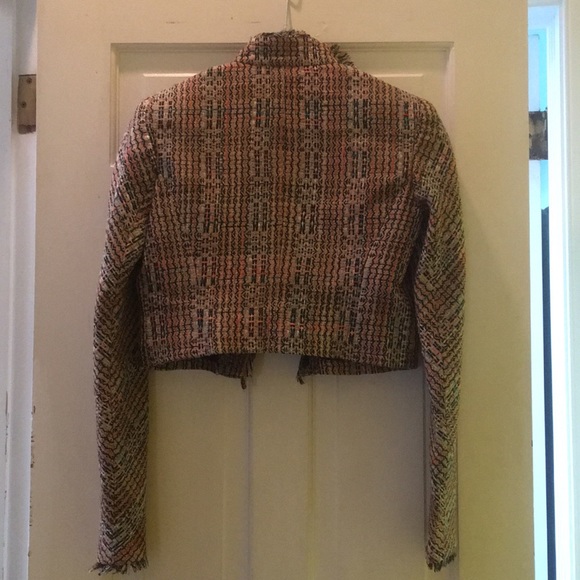 Theory Myleen Chromatic Cropped Tweed Fringe Coat - Picture 4 of 8